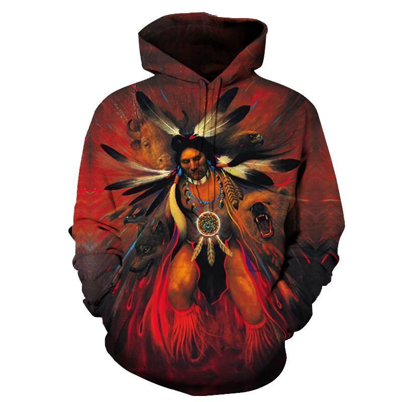 Animal And Warrior Native American Hoodie Bt15