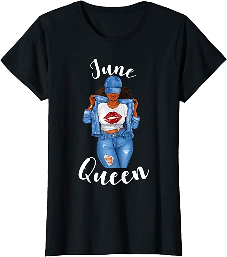 Womens African American June Queen Mothers Day Mom Lips Sassy T-Shirt