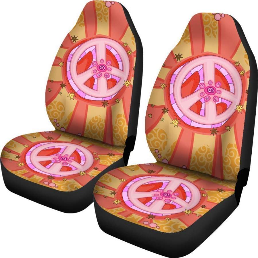 Hippie Peace Sign Universal Fit Car Seat Covers - Kyle Larson Sprint Car T Shirt