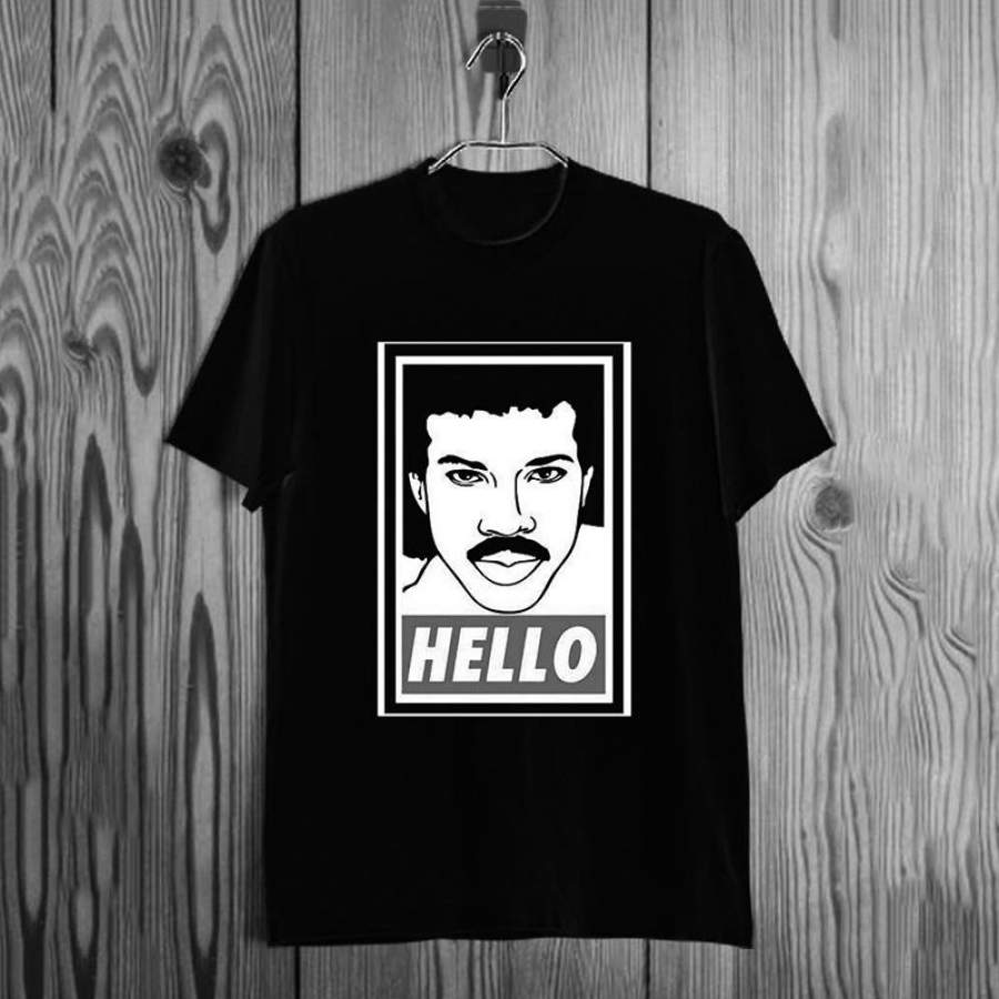 New Lionel Richie Hello Men’S Black White T-