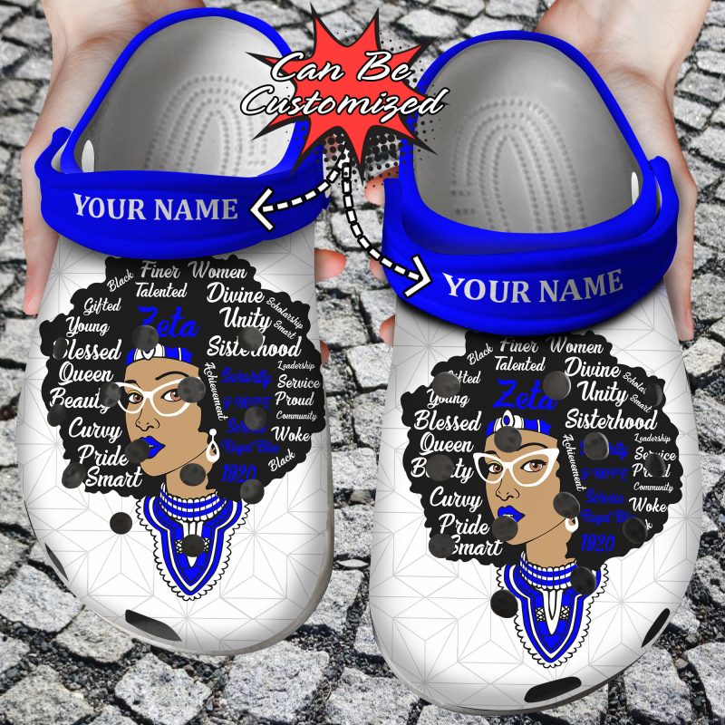 Custom Personalized Cute Afro Girl Zeta Queen Clog Shoes