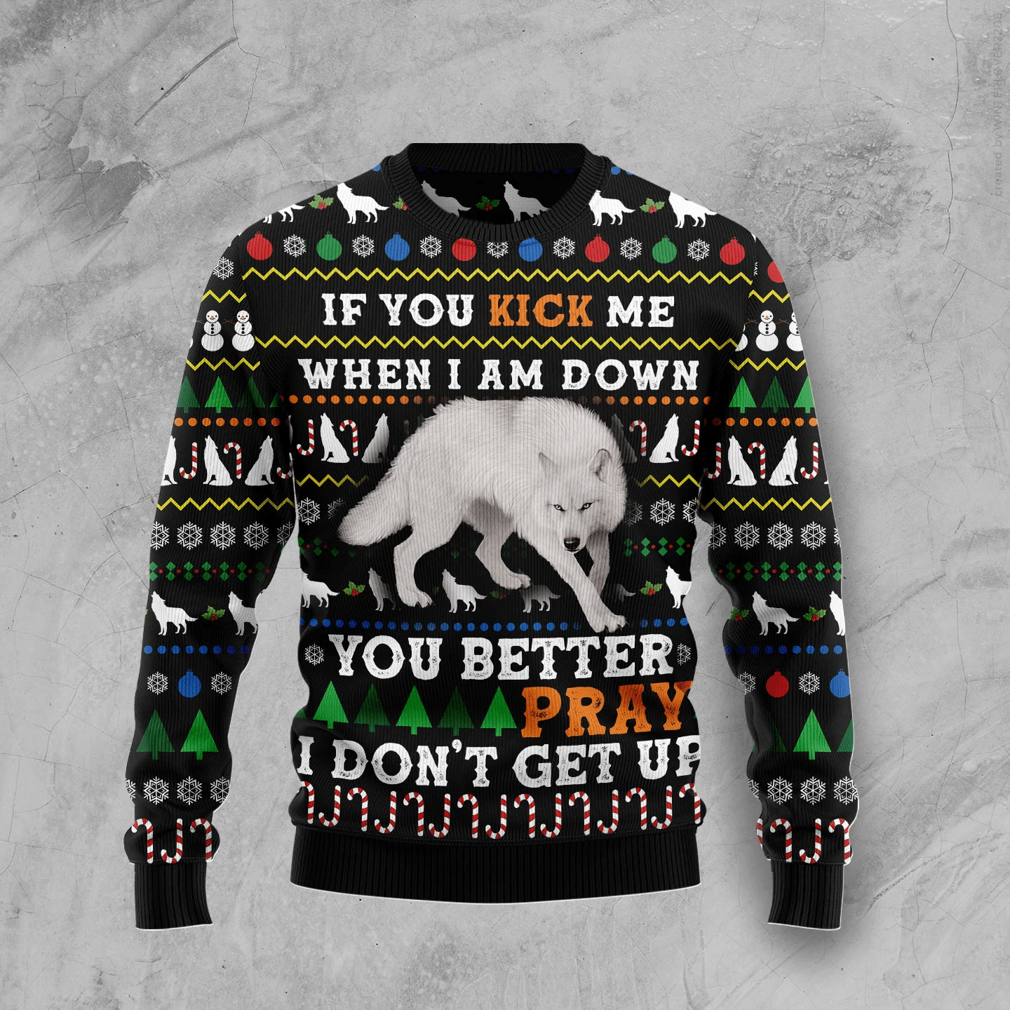 Blue Snow Awesome Wolf Christmas Ugly Sweater