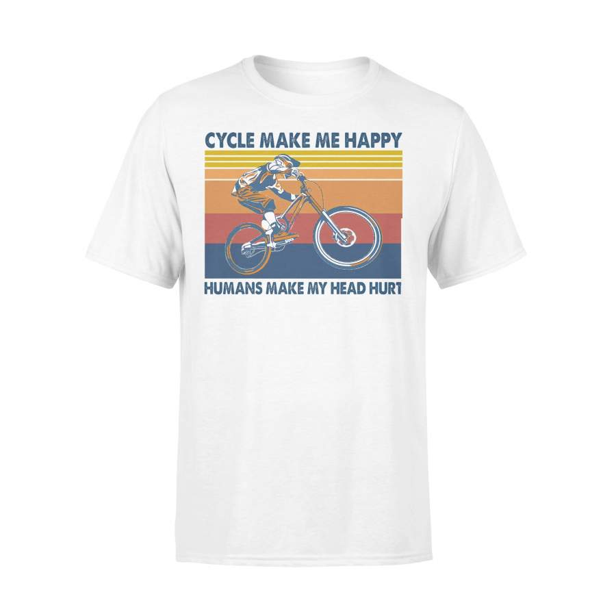 Cycle Make Me Happy Humans Make Head Hurt Vintage T-shirt