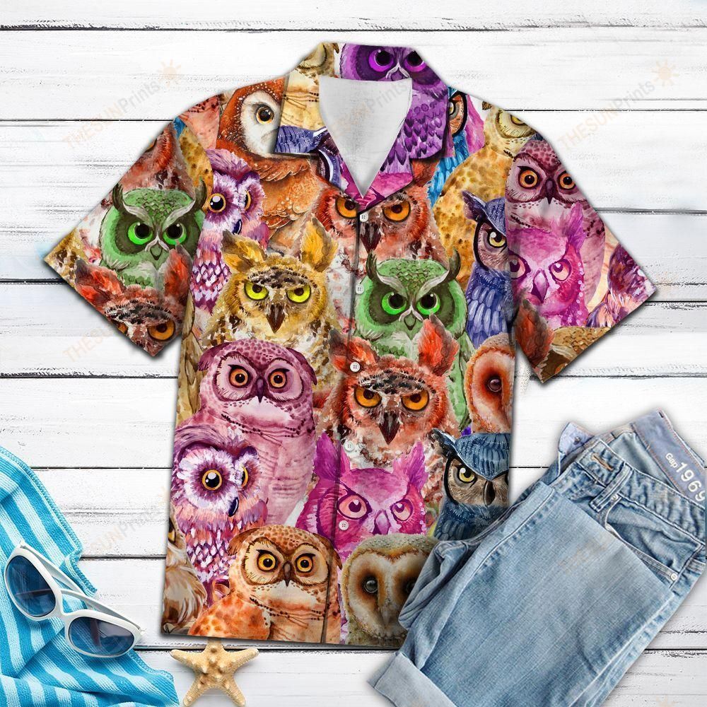 Owl Color Hawaiian Shirt Ha62786