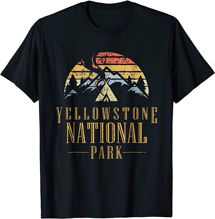 Vintage Retro Yellowstone National Park Campfire T Shirt