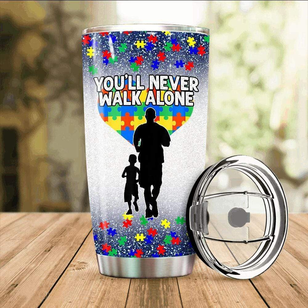 Autism Father And Son Tumbler 20 Oz You’Ll Never Walk Alone Tumbler 20Oz Travel Mug