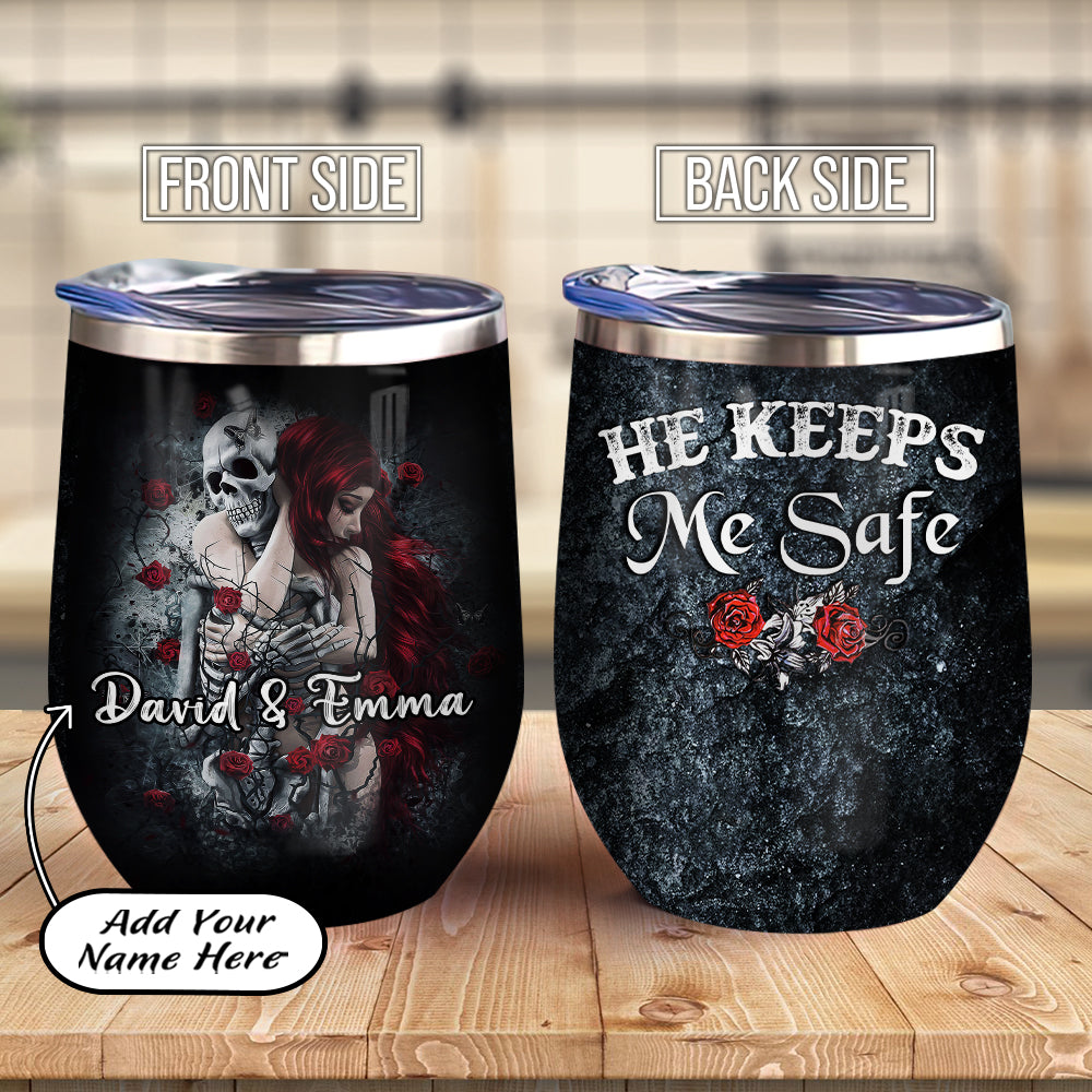 Personalized Married Skull Couple Acaa0607005Z Wine Tumbler