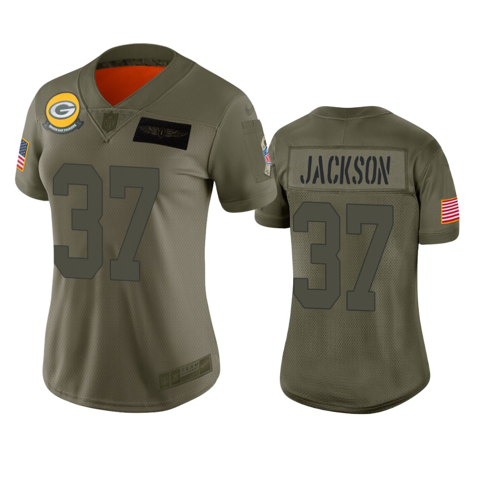 Womens Green Bay Packers Josh Jackson Camo 2019 Salute To Service Limited Jersey