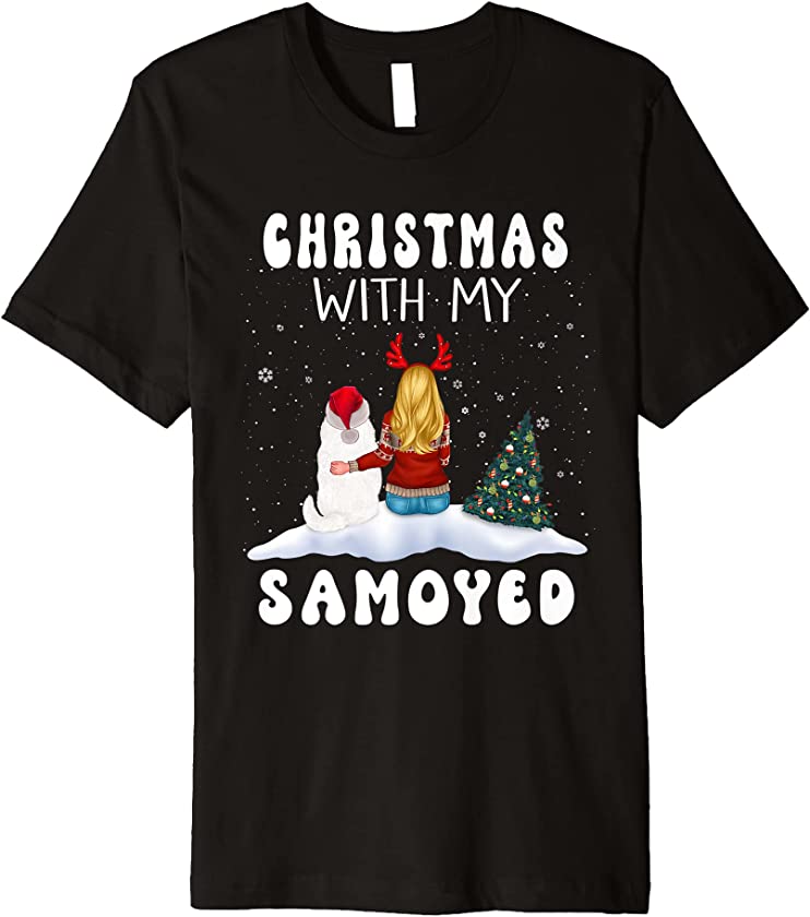 Christmas With My Samoyed Dog Puppy Funny Xmas Premium T-Shirt