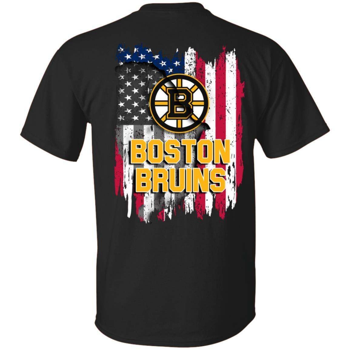 Boston Bruins American Flag Hockey T-Shirt Fan 4th July PT06