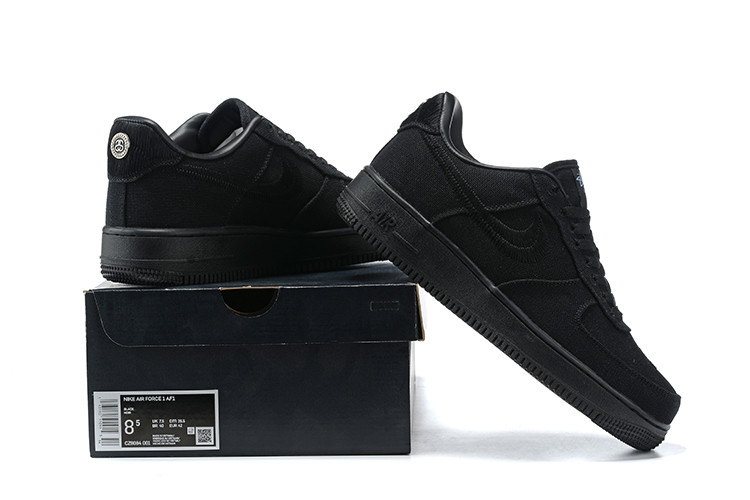 Stussy X Nike Air Force 1 Low Black Shoes Sneakers SNK865612993