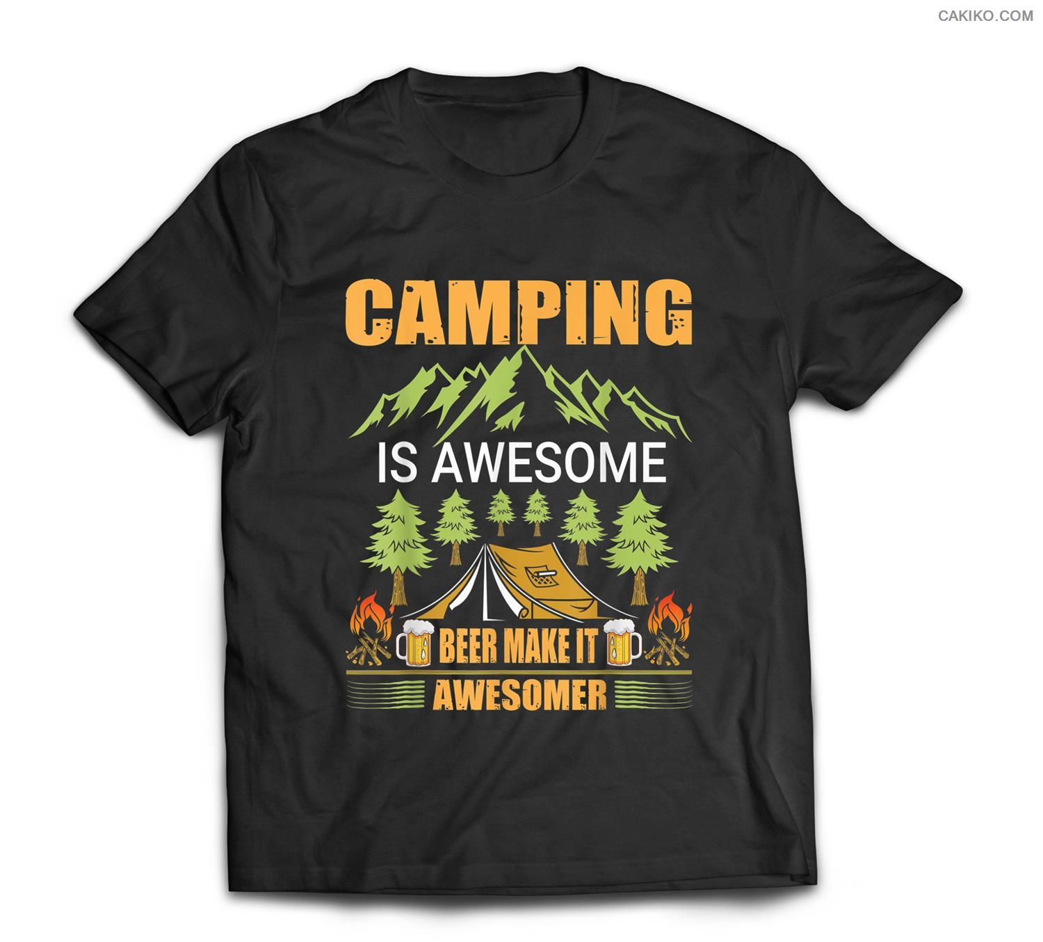 Camping Is Awesome Beer Make It Awesomer Funny Outdoor Camp T-Shirt
