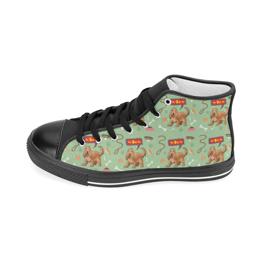 American Cocker Spaniel Pattern Black Men’s Classic High Top Canvas Shoes