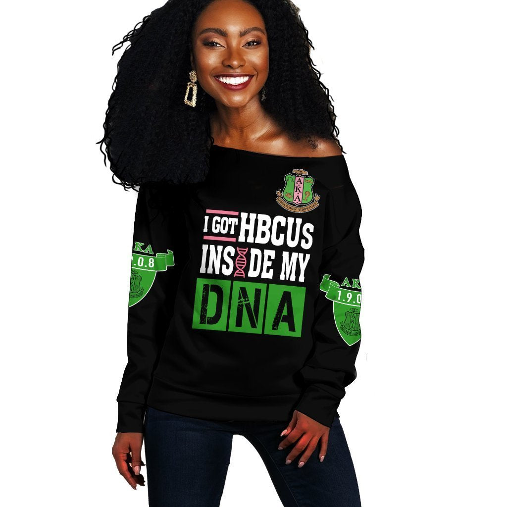 Greek Life Sweatshirt – Alpha Kappa Apha Hbcu Dna Off Shoulder J09