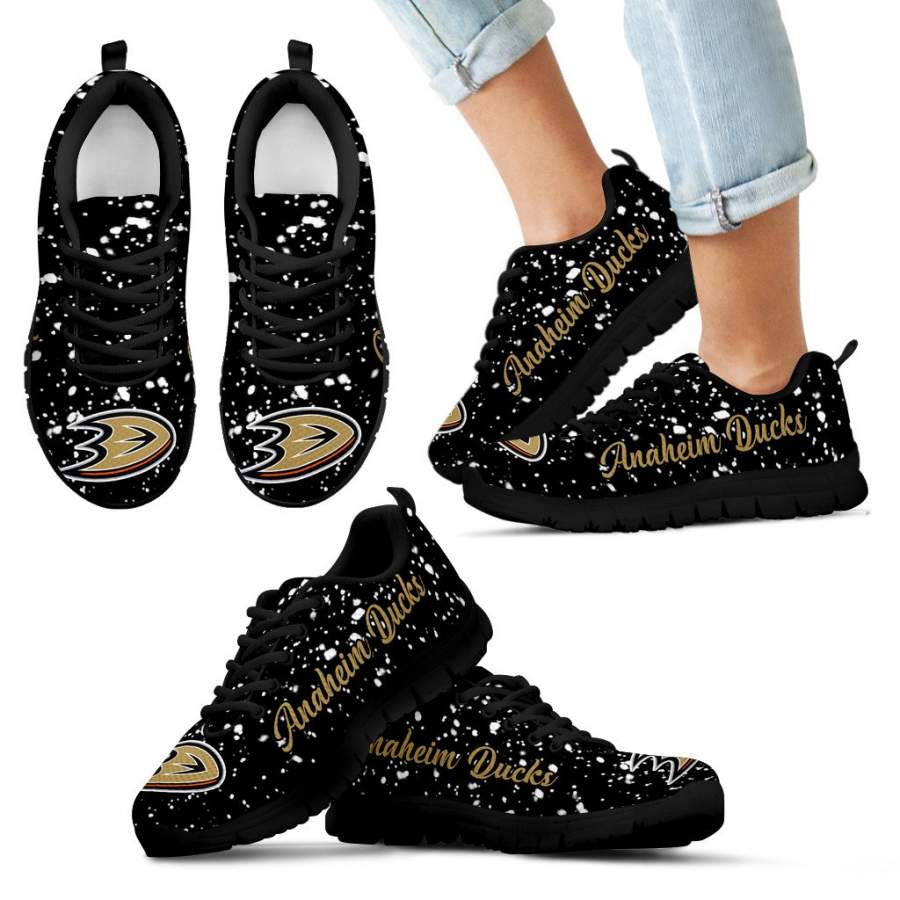 Christmas Snowing Incredible Pattern Anaheim Ducks Sneakers