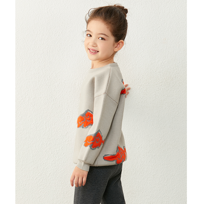 Amii Kids Autumn Sweater Girls Clothing Loose Casual Oneck Full Sleeve Sweater Fashion Embroidery Pullover Knitted Tops 22070119 alx