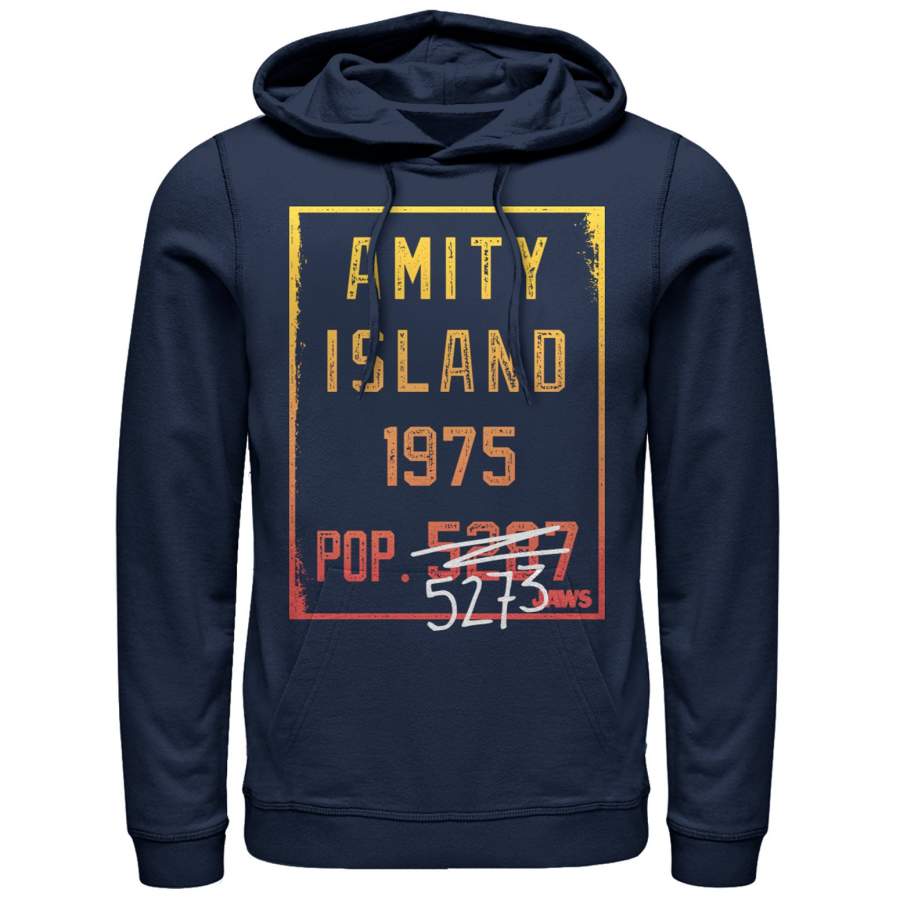 Jaws Men’s Amity Island Population  Lightweight Hoodie