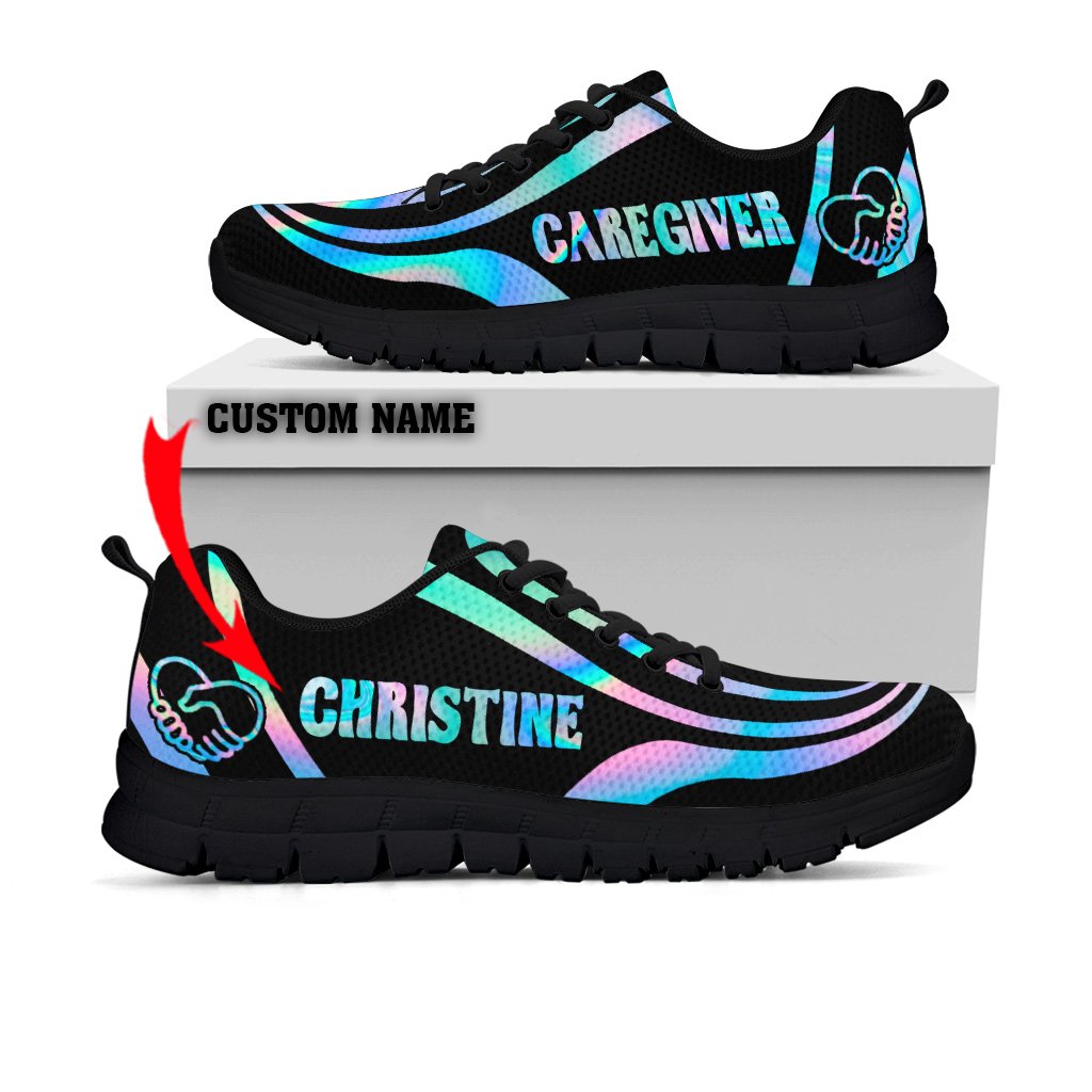 Caregiver Running Black Sole Sneakers Custom Sneakers