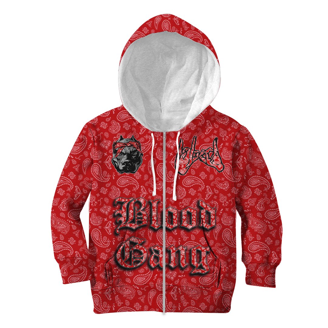 (Custom) Blood Gang Hoodie Kid Red Bandana A31