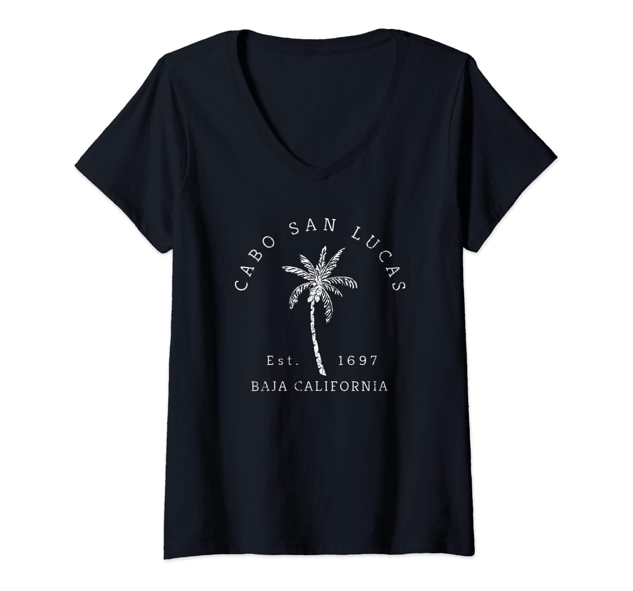 Womens Retro Cool Cabo San Lucas Original Mexico Beaches Distressed V-Neck T-Shirt