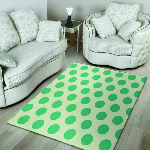 White And Green Polka Dot Area Rug