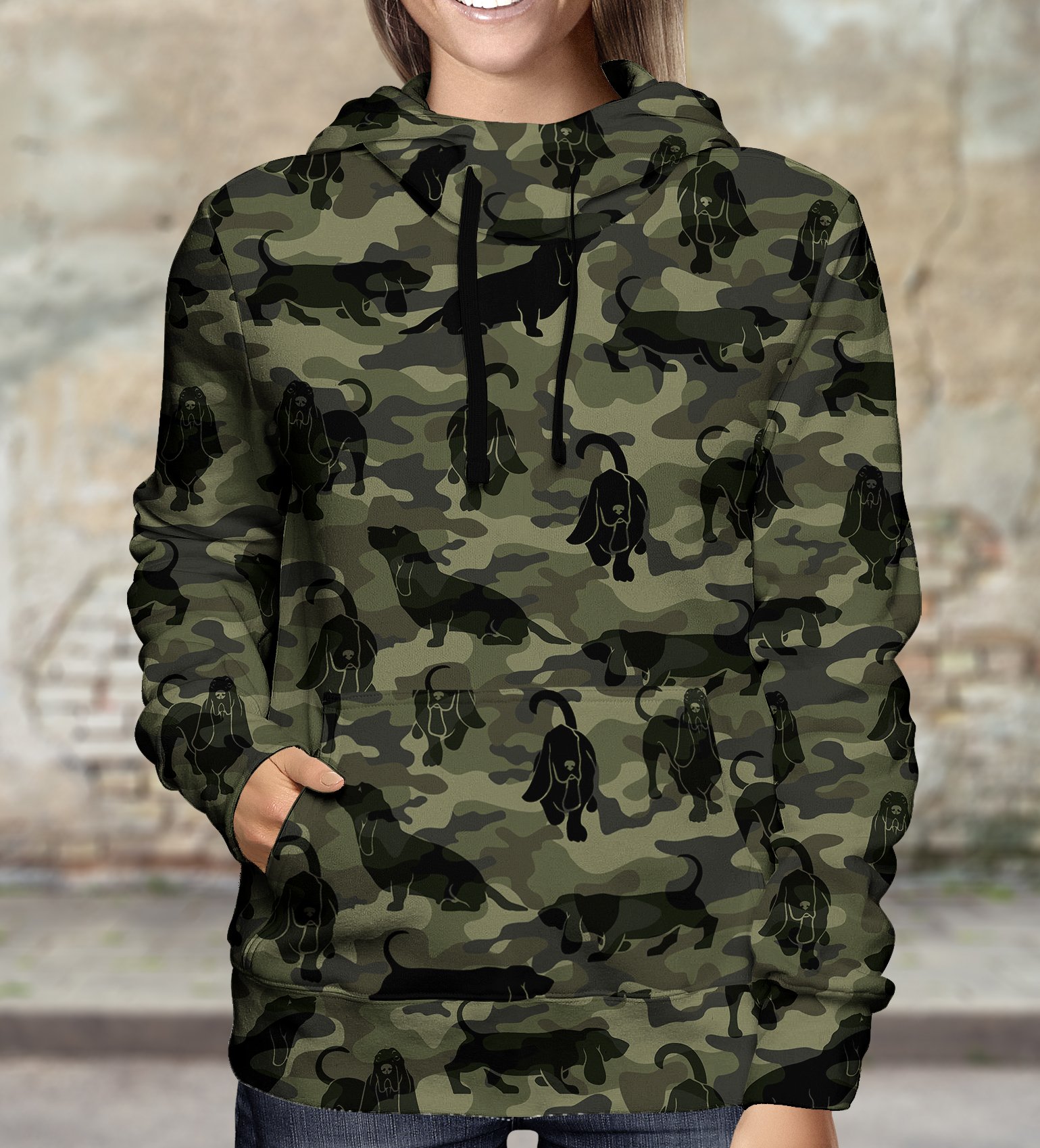 Street Style With Basset Hound Camo Hoodie V1