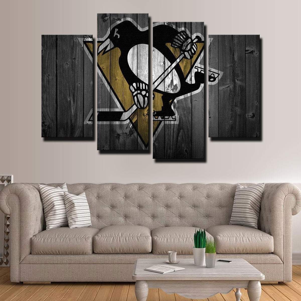 Pittsburgh Penguins Sport 4 Pieces 4 Panel Canvas Art Wall Decor