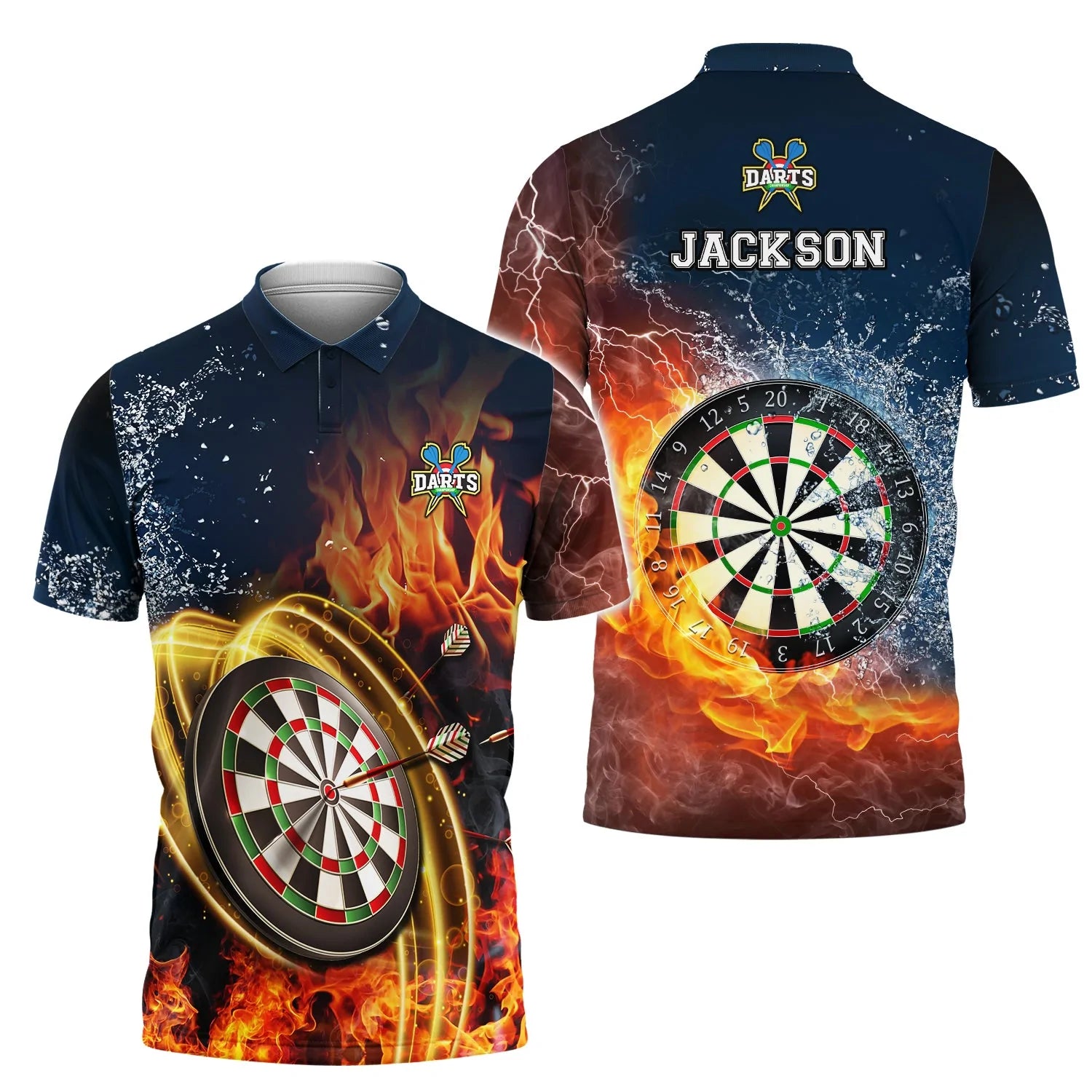 3D All Over Print Personalized Dart On Fire Polo Shirt For Men, Dart Team, Birthday Gift For Dart Lover