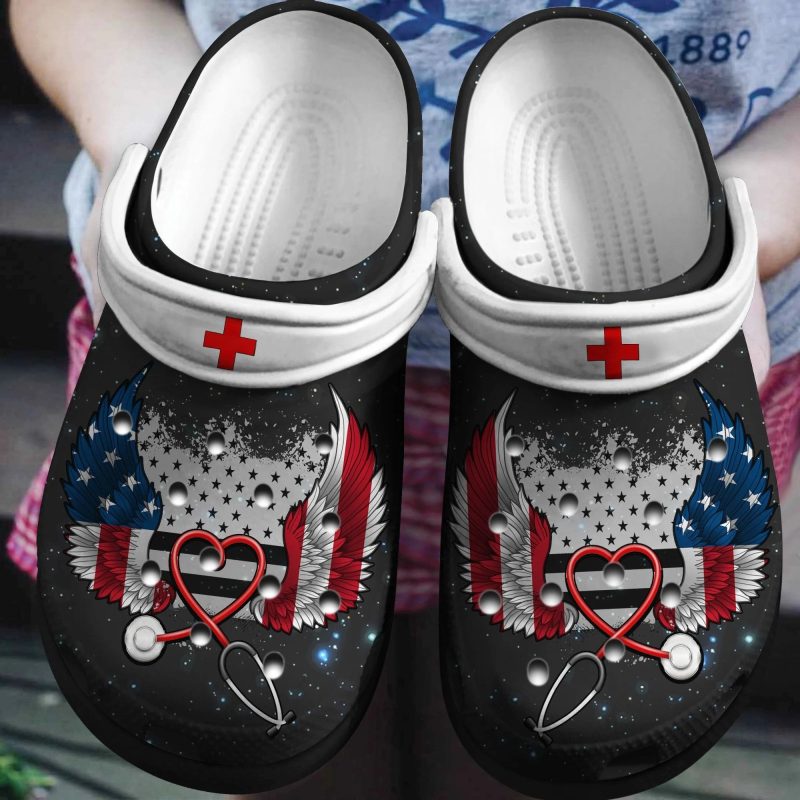 American Nurse Wings Shoes 4Th Of July – Nurse Life Custom Shoe Independence Gift For Women Men