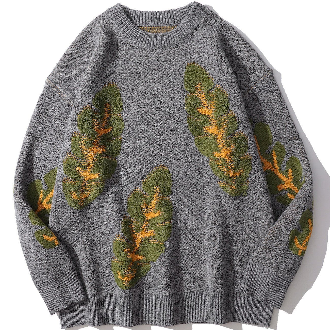 Talishko™ – Leaf Print Knit Sweater