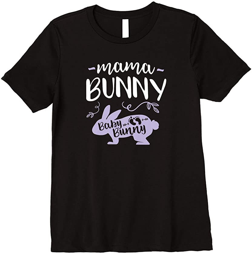 Womens Mom Easter Pregnancy Announcement Shirt Mama Bunny Premium T-Shirt