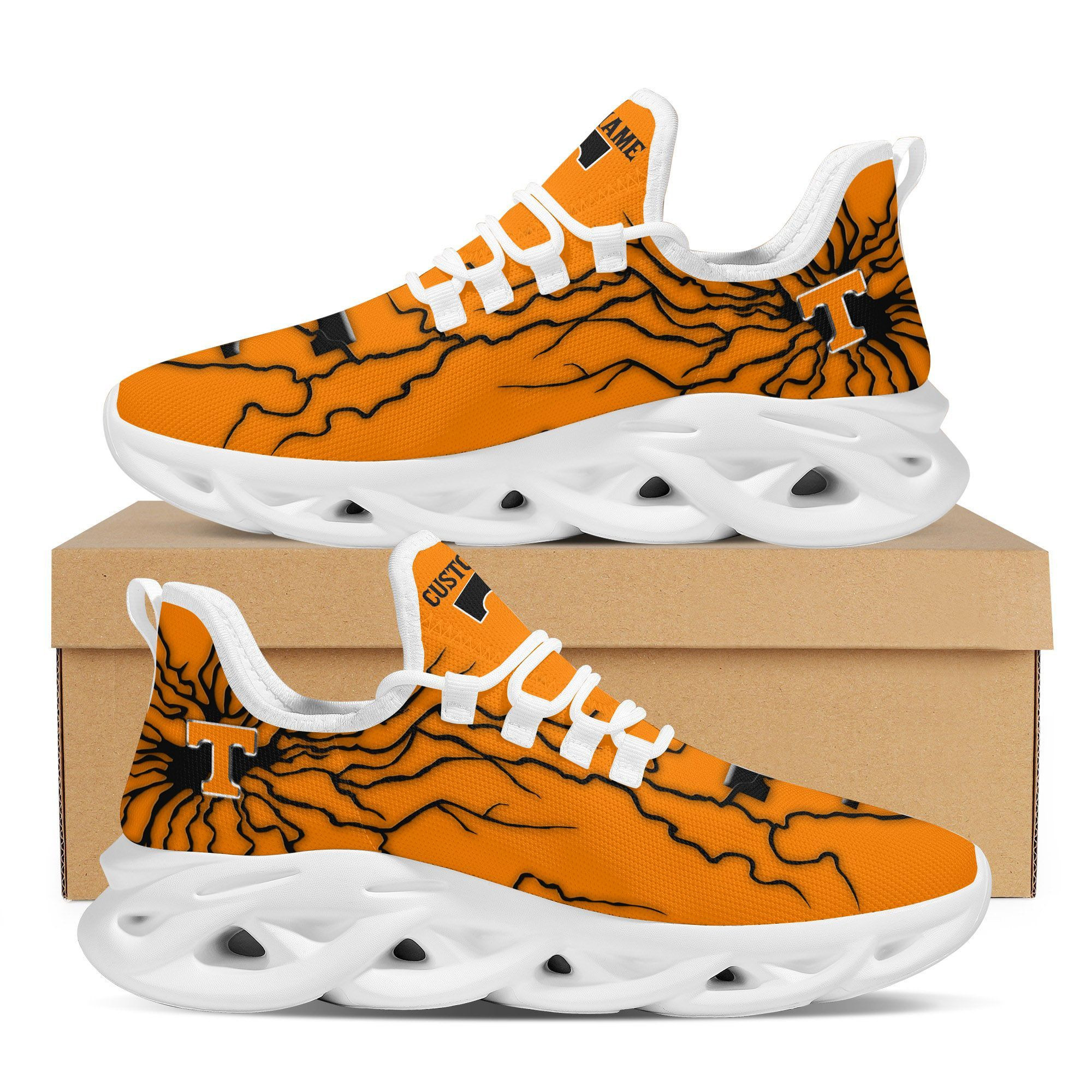 Tennessee Volunteers Custom Name Stylish Graffiti Personality Max Soul Shoes  University Of Tennessee