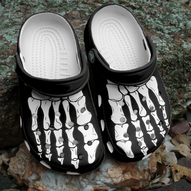 Black White Skeleton Foot Clogs Shoes