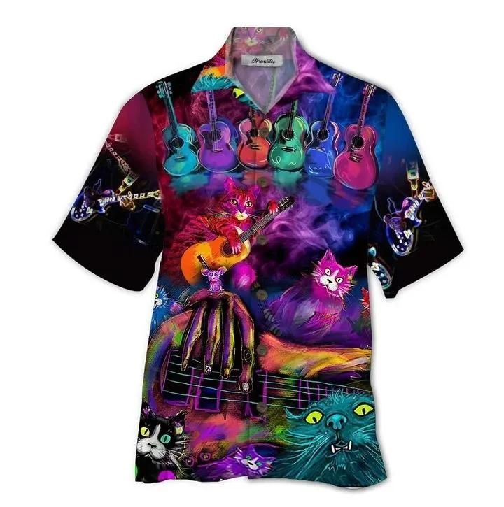 Guitar Cat Aloha Hawaii Shirt Colorful Short Sleeve Summer Beach Casual For Men And Women Ha79870