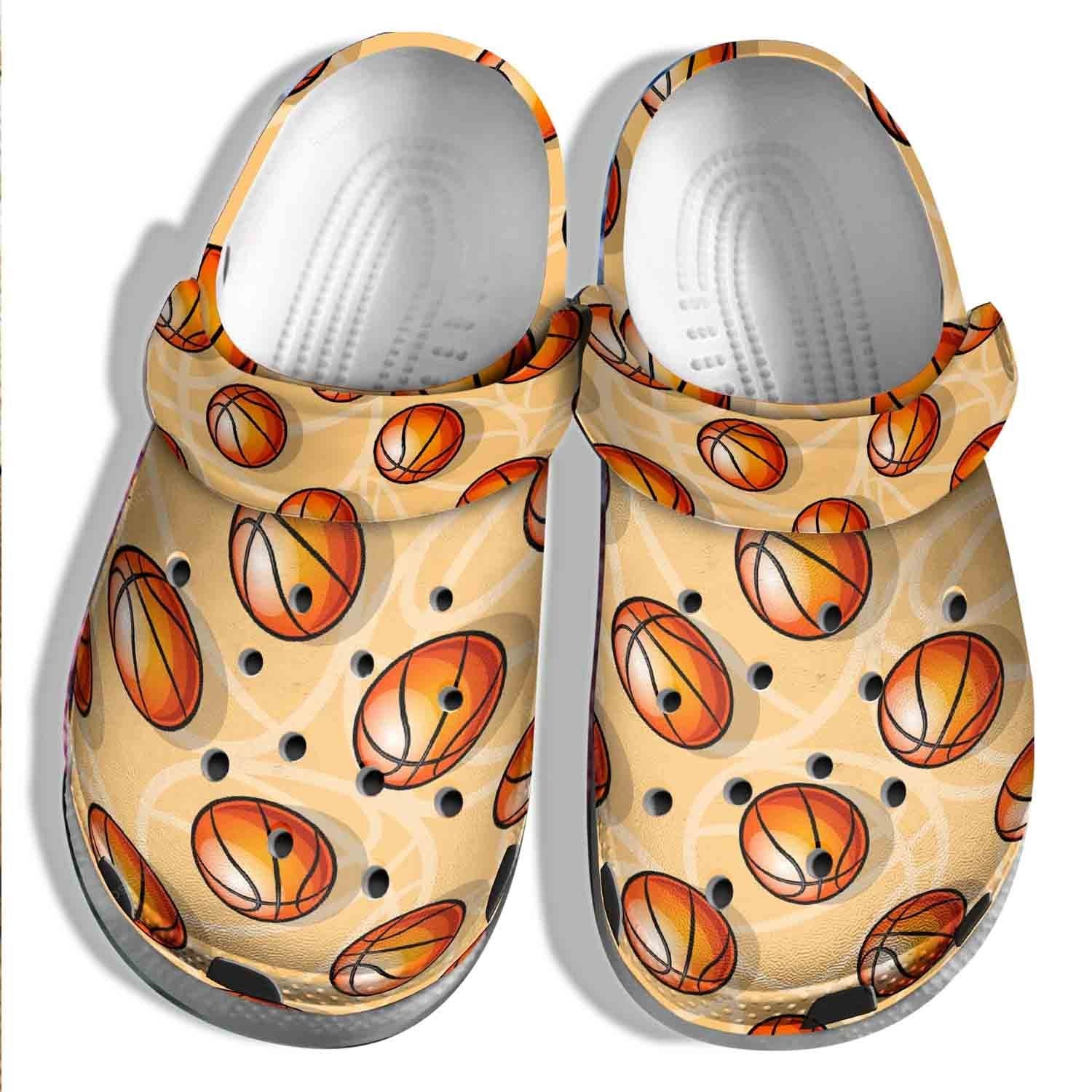 Basketball Funny Ball Crocss Shoes Clogs – Orange Basketball Outdoor Crocss Shoes Clogs For Men Women