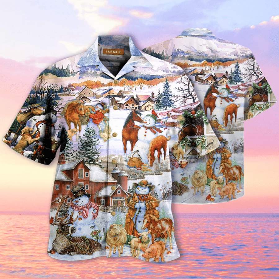 Amazing Farm On Christmas Days Unisex Hawaii Aloha Shirts Ha33034