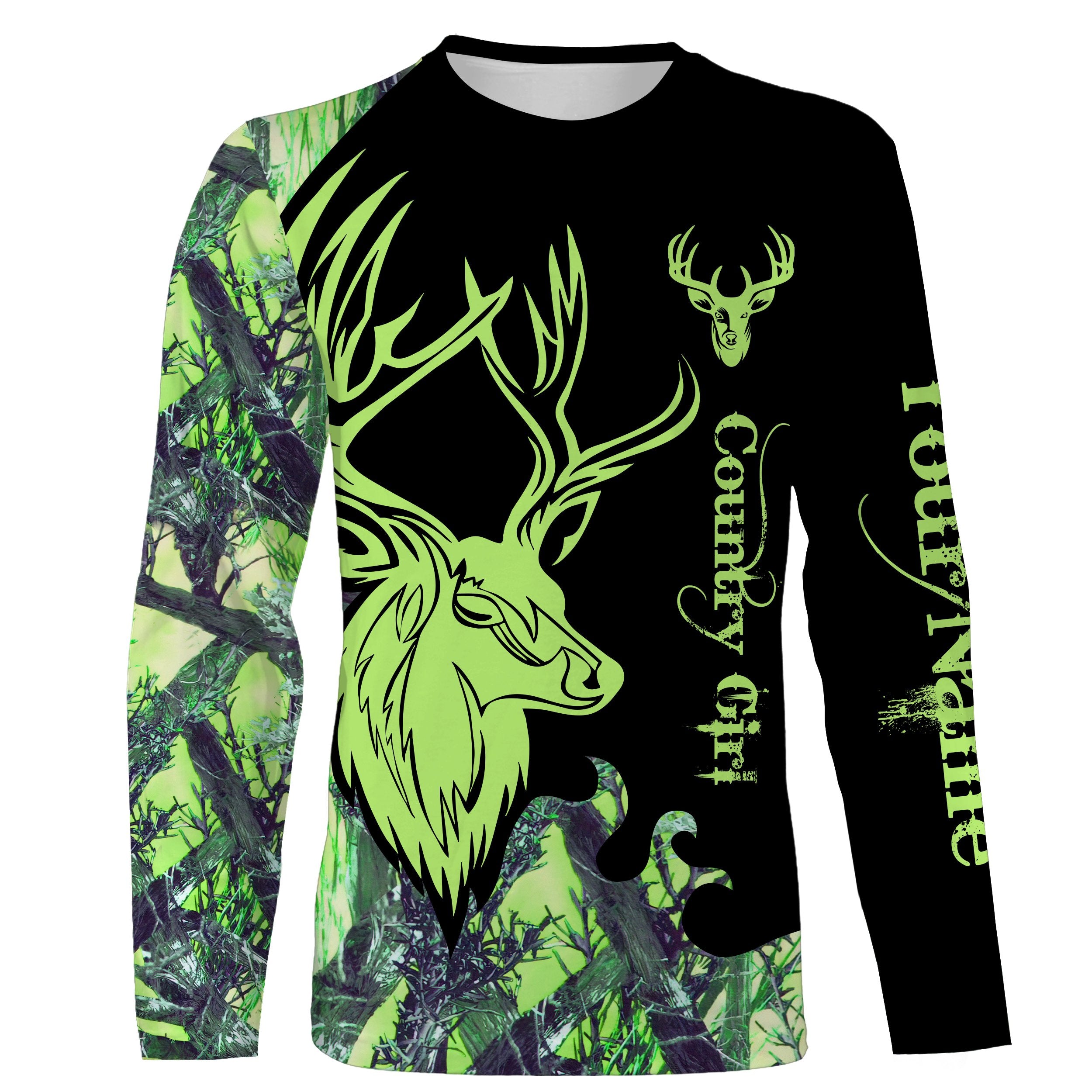 Country Girl Deer Hunting Green Camo Customize Name 3D All Over Printed Shirts Personalized Hunting Gift For Adult And Kid Nqs2626