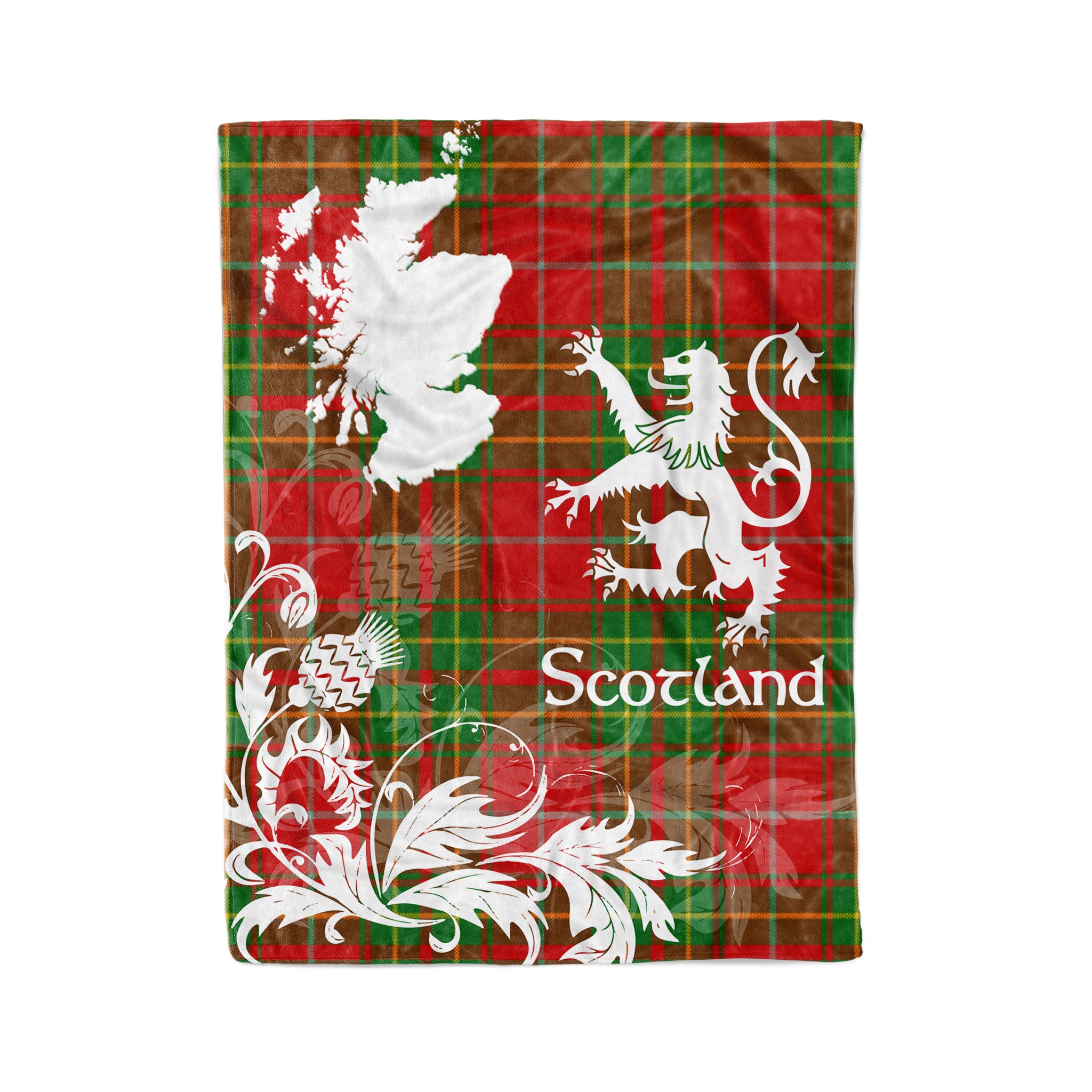 Tartan Plaid Fleece Blanket Tartan Blanket Thistle And Lion Scottish Clan Burnett Ancient Plaid Blanket