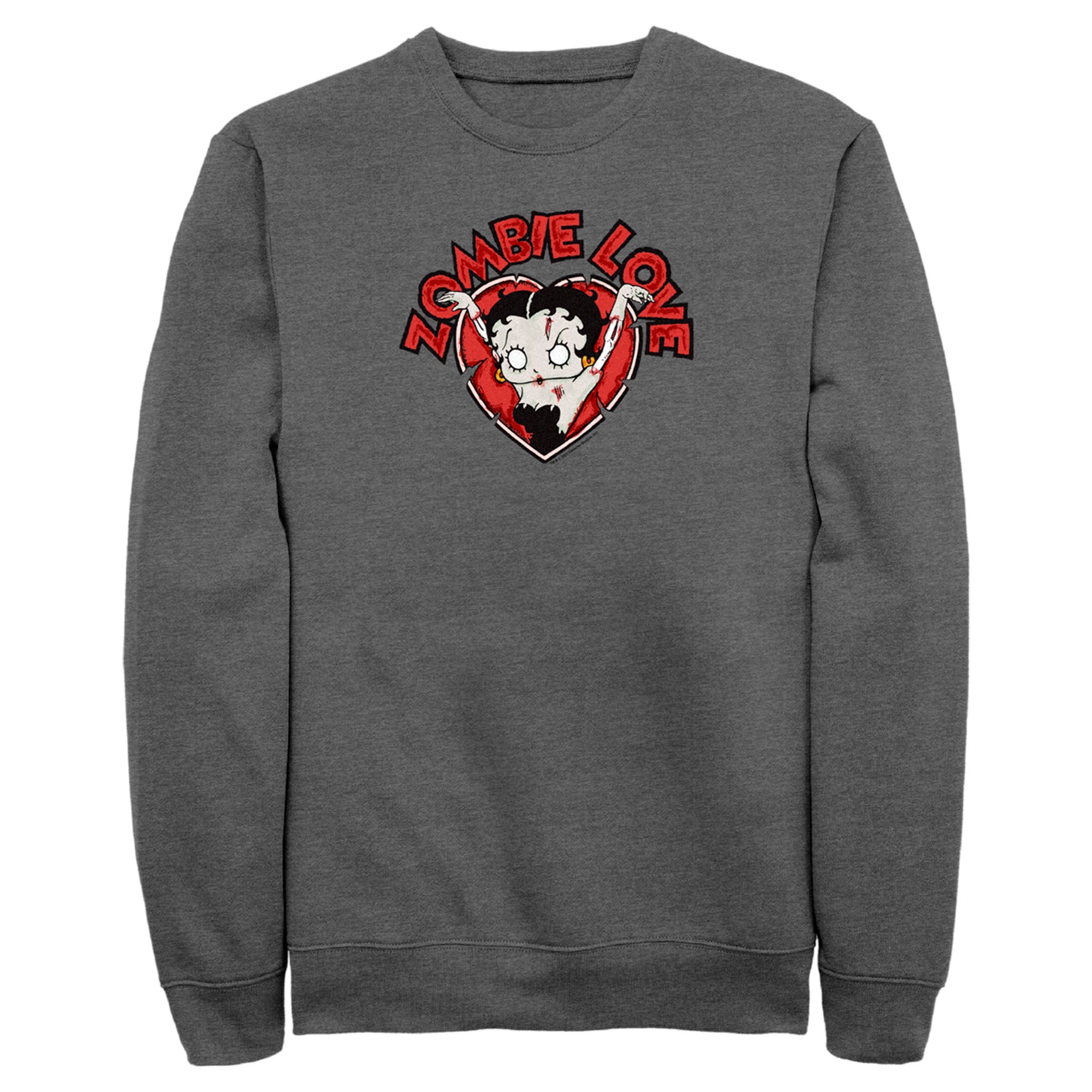 Men’S Betty Boop Halloween Zombie Love Heart Sweatshirt