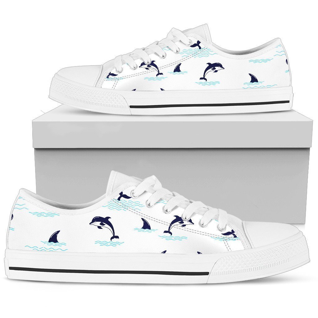 Dolphin Jumping Low Top Personalized Shoes Custom Name, Text For Women, Men