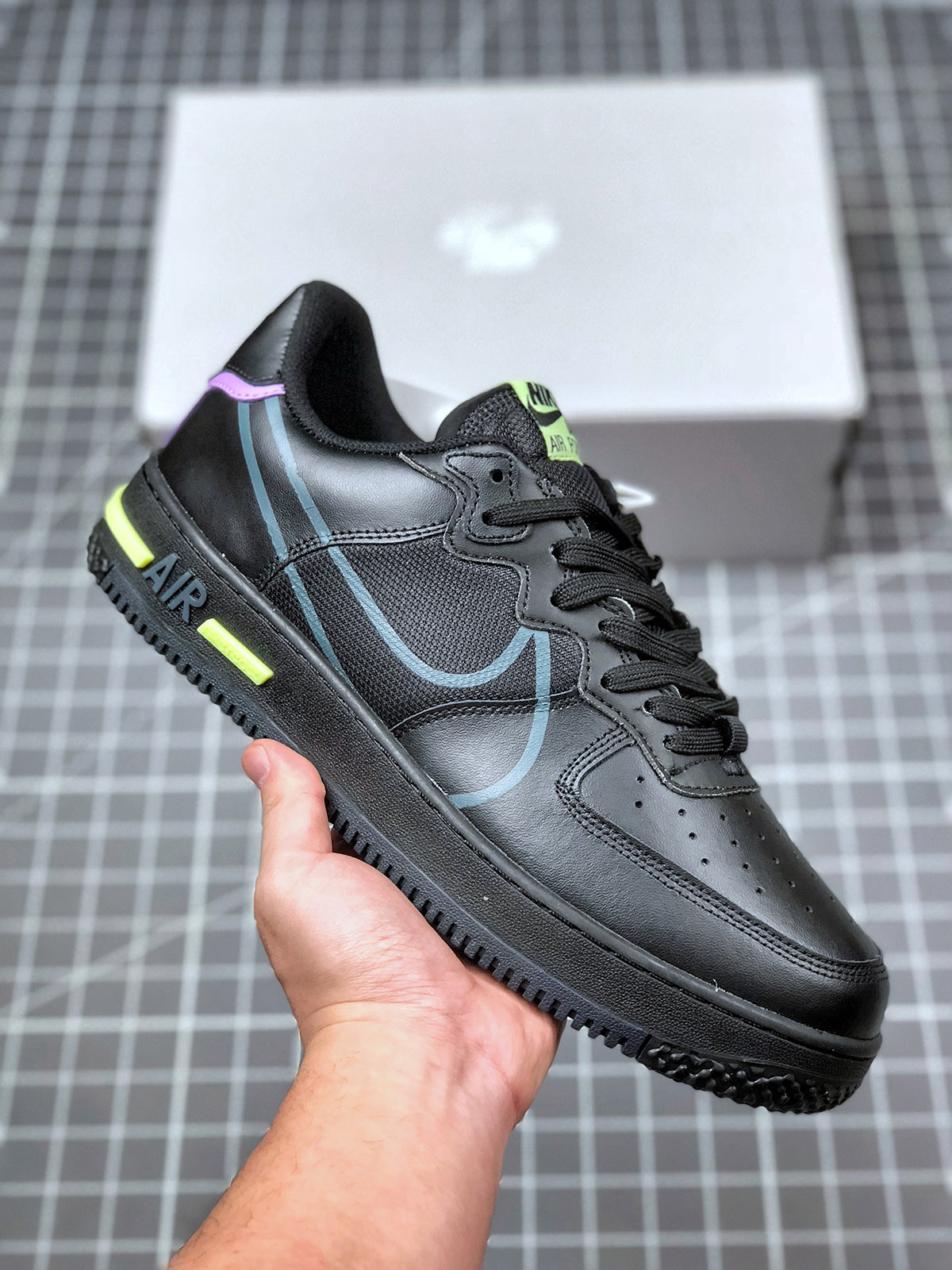 Nike Air Force 1 React AnthraciteViolet Star-Barely Volt CD4366-001 5340082