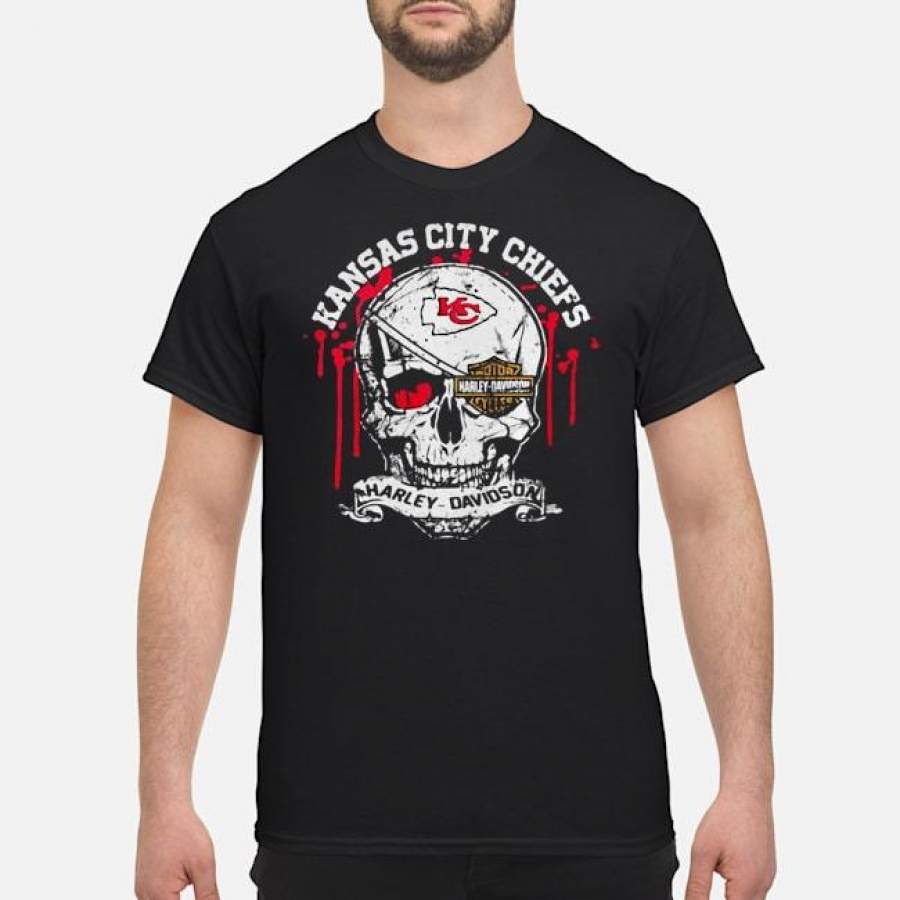 Kansas City Chiefs Motor Harley Davidson Cycles Skull Mens shirt