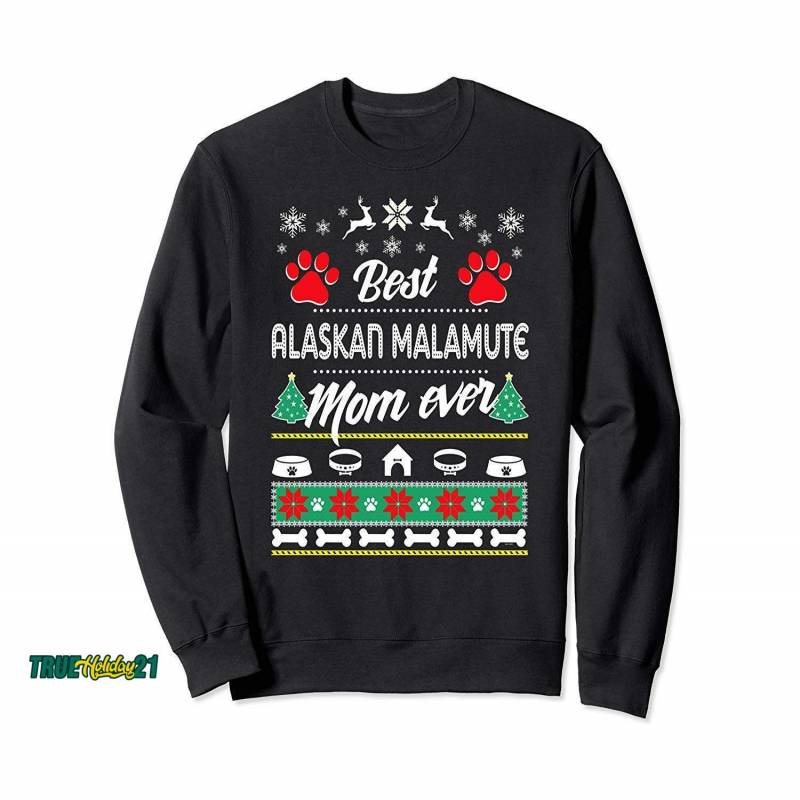 Alaskan Malamute Mom Lovers Gift Ugly Christmas Sweatshirt