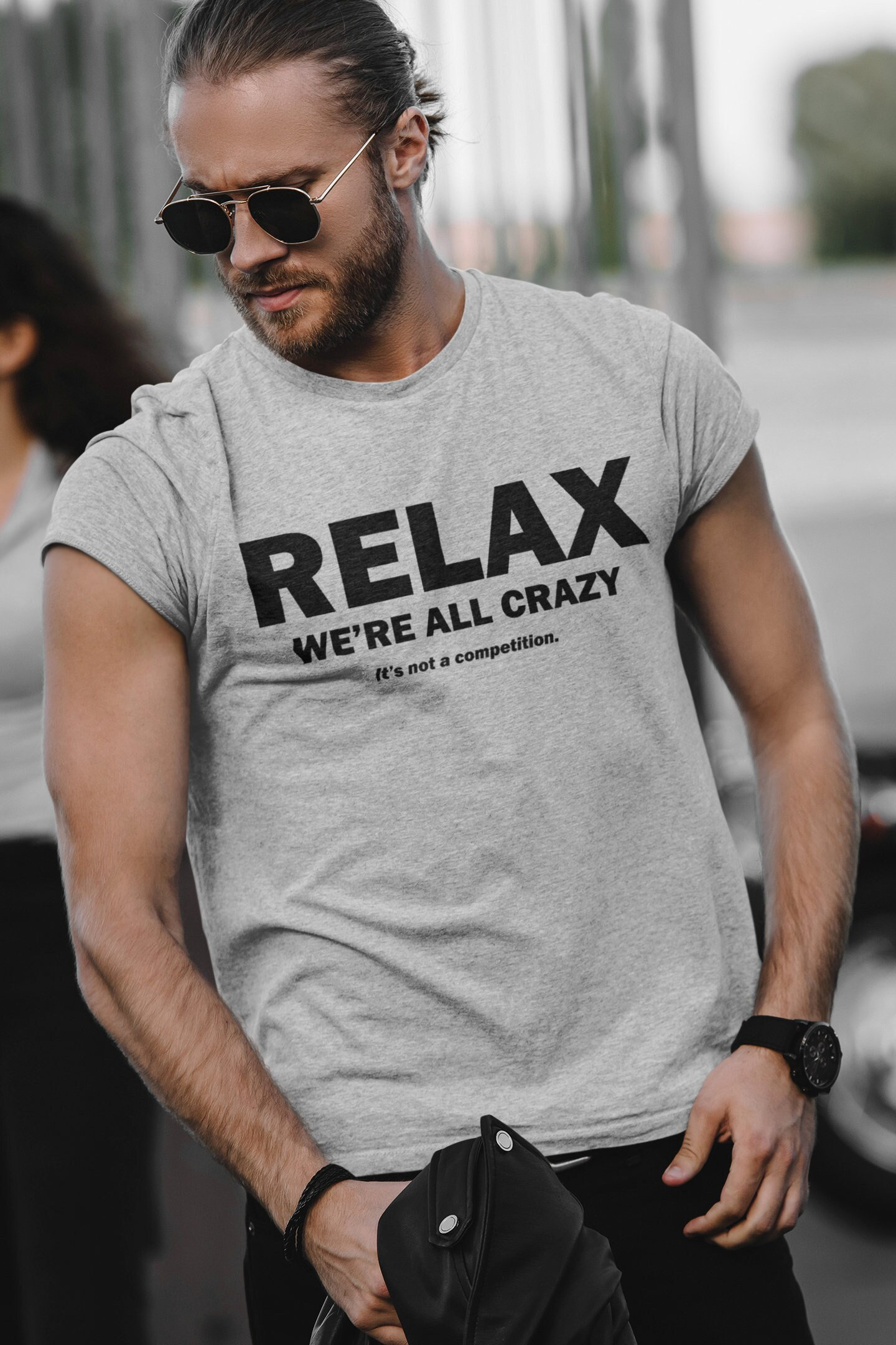 Relax We All Are Crazy T shirt Humor Funny Sarcastic Graphic Novelty Tee