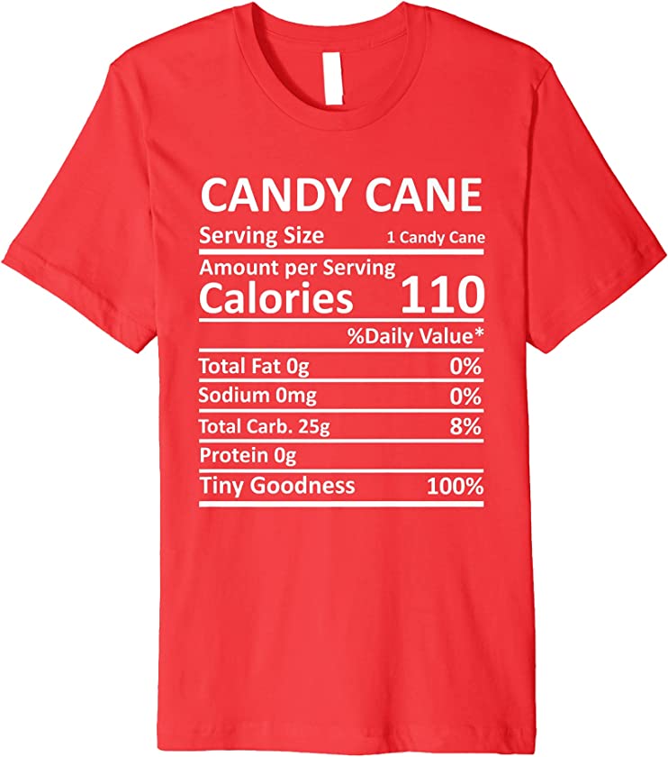 Candy Cane Nutrition Family Matching Thanksgiving Food Facts Premium T-Shirt