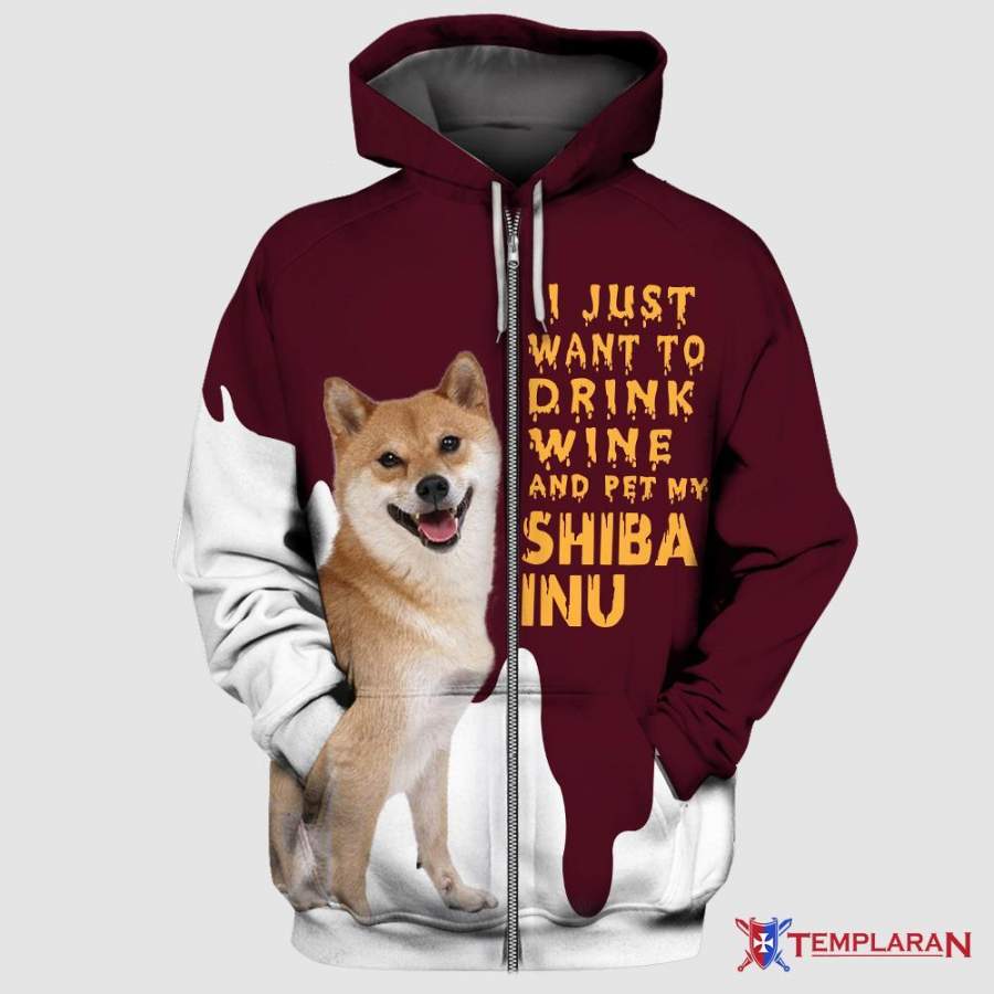 SHIBA INU 3D Full Printing Zip Hoodie