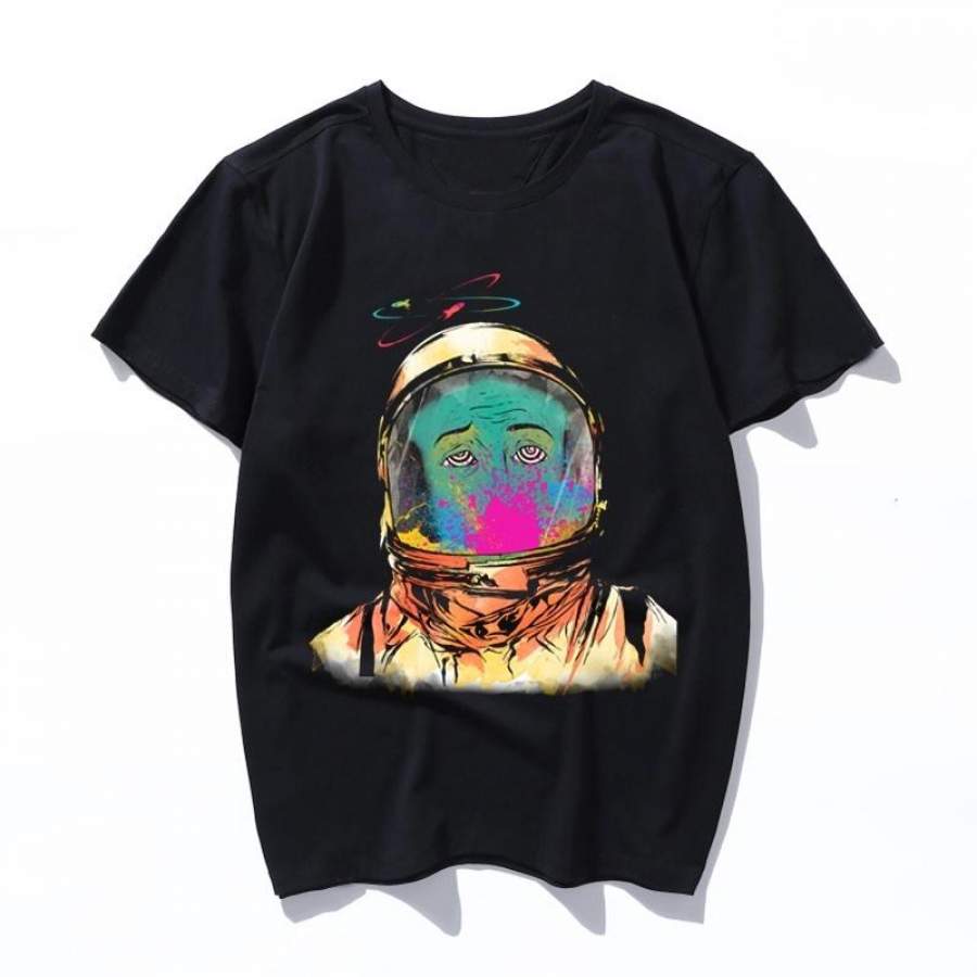 astronaut puke Women Harajuku Black T Shirt Printed Tshirt Korean Style Streetwear Tops Aesthetic Camisas Mujer Tee