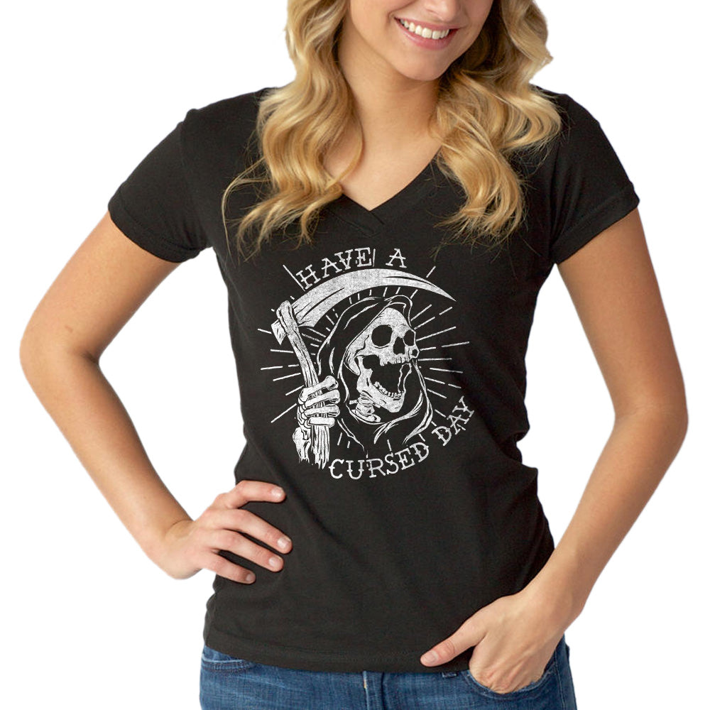 Women’S Have A Cursed Day Vneck T-Shirt