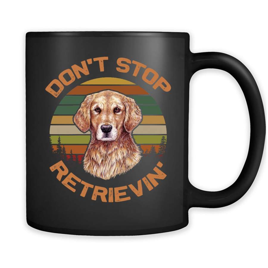 Don’t Stop Retrievin’, Golden Retriever, Vintage Retro Design – Full-Wrap Coffee Black Mug