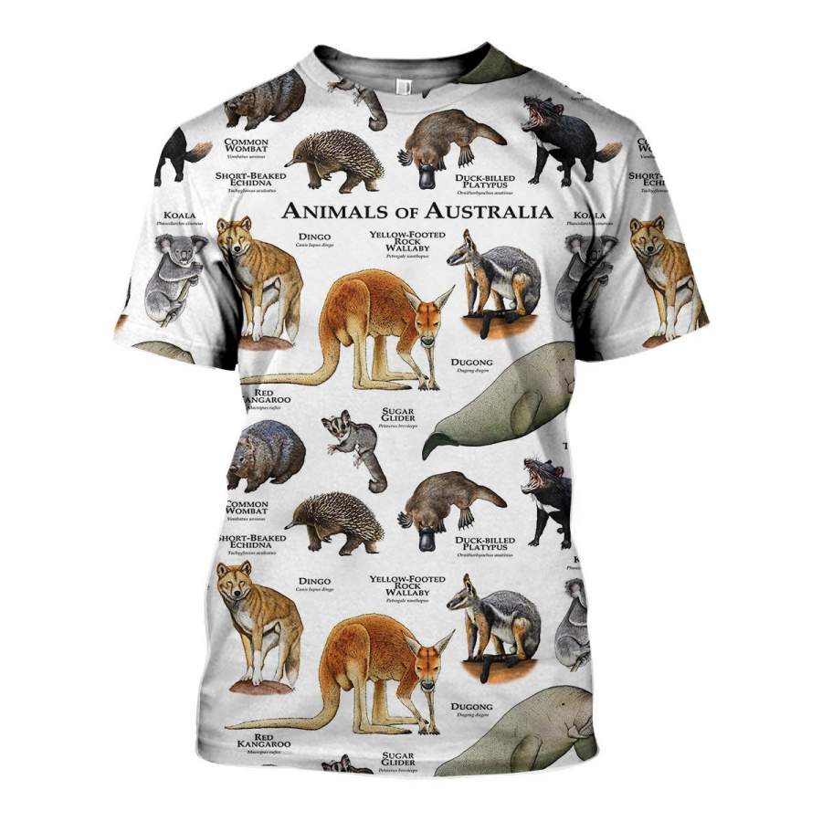 3D All Over Printed Australian Animals Shirts and Shorts